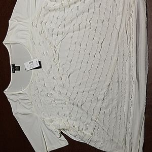 Maggie Barnes Women's Plus Size 4X Short Sleeve Cream Color Ruffle Top NWT